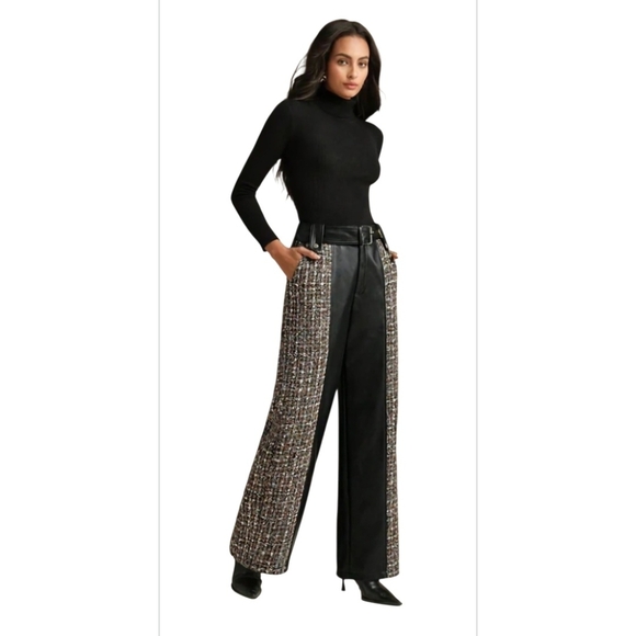 Elegant Black and Brown Women's Wide Leg Pants - Picture 1 of 9